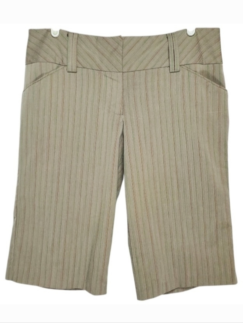 2589 * My Michelle Pinstripe Gaucho Shorts Tan Brown Size 13